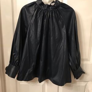 Rachel Comey Faux Leather Navy Top shirt size small M